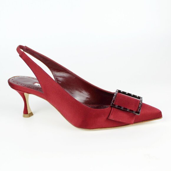 NEW MANOLO BLAHNIK Satin Slingback Pumps - Picture 4 of 12